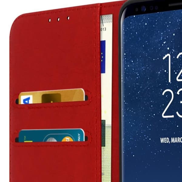 Skal - AVIZAR - Samsung Galaxy S8 - Röd - Videostödfunktion - Chesterfield Foliofodral