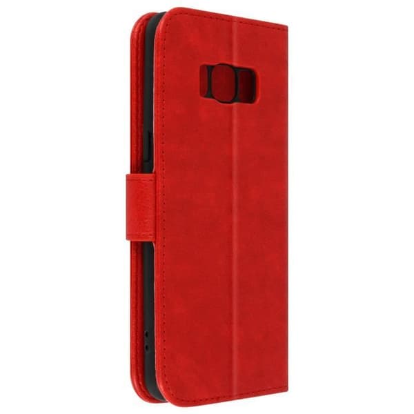 Skal - AVIZAR - Samsung Galaxy S8 - Röd - Videostödfunktion - Chesterfield Foliofodral