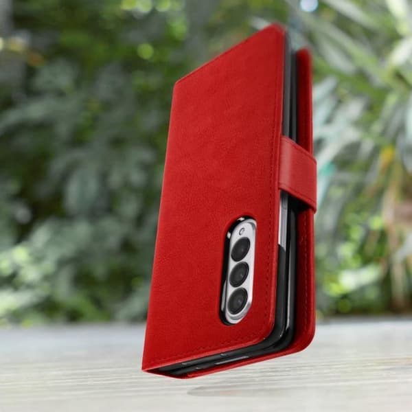 Samsung Galaxy Z Fold 3 Plånbok Flip Cover Magnetisk flik röd