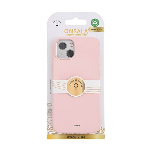 ONSALA Back Sil Touch Recycled MagSerie iPhone 15 Plus Chalk Pink