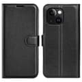 Miniatyrbild 1 av 6: iPhone 15 Fodral Litchi Textur Svart