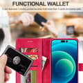 Miniatyrbild 6 av 6: LC.IMEEKE iPhone 15 Fodral Läder Rosa/Röd