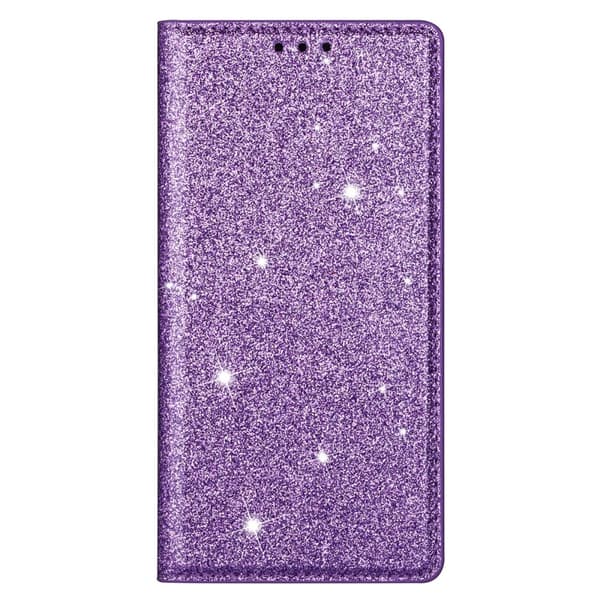 iPhone 15 Fodral Flip Glitter Lila