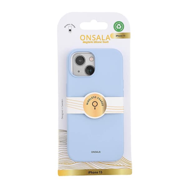 ONSALA iPhone 15 MagSafe Skal Med Silikonyta Ljusblå