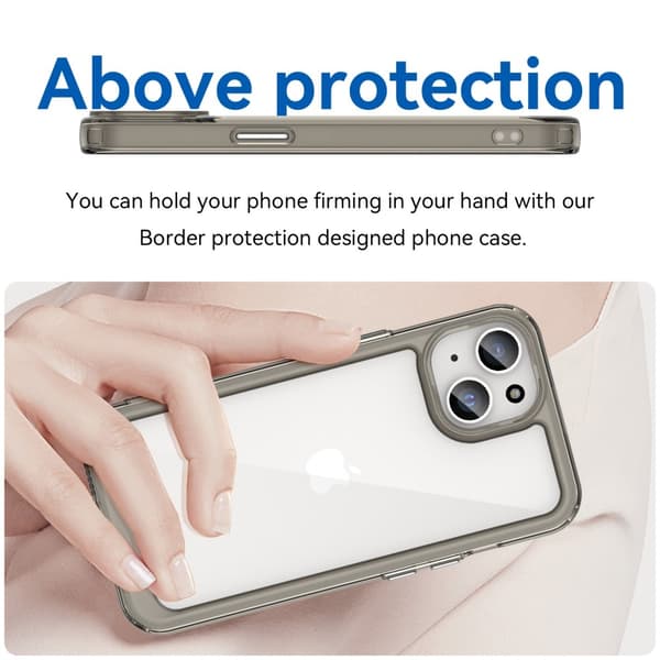 iPhone 15 Skal Akryl/TPU Transparent Grå