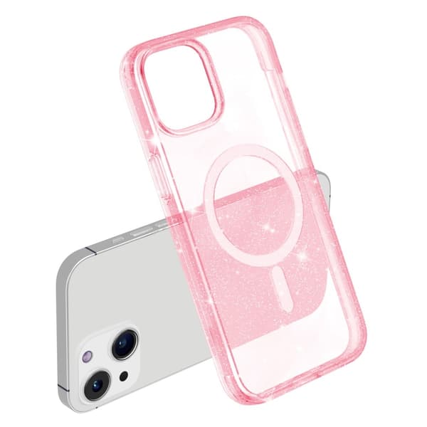 iPhone 15 Skal MagSafe Hybrid Glitter Rosa