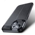 Miniatyrbild 6 av 6: iPhone 15 Skal Litchi Textur Svart