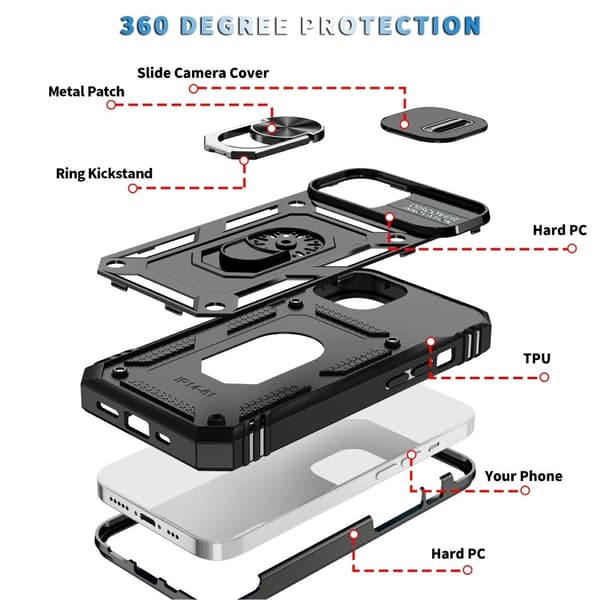 iPhone 15 Skal CamShield Armor Ring Svart