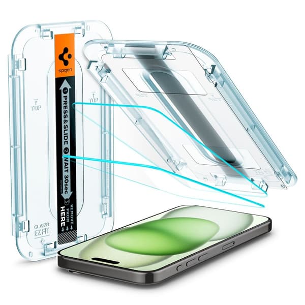 Spigen iPhone 16/15 2-PACK GLAS.tR "Ez Fit" Skärmskydd