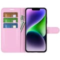 Miniatyrbild 2 av 6: iPhone 15 Plus Fodral Litchi Textur Ljus Rosa