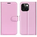 Miniatyrbild 1 av 6: iPhone 15 Plus Fodral Litchi Textur Ljus Rosa