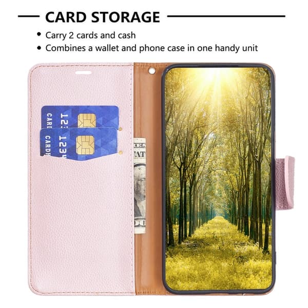iPhone 15 Plus Fodral Shark Litchi Läder Roséguld