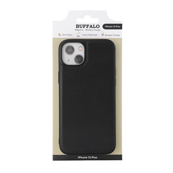 Buffalo iPhone 15 Plus Mobilskal MagSafe Läder Svart