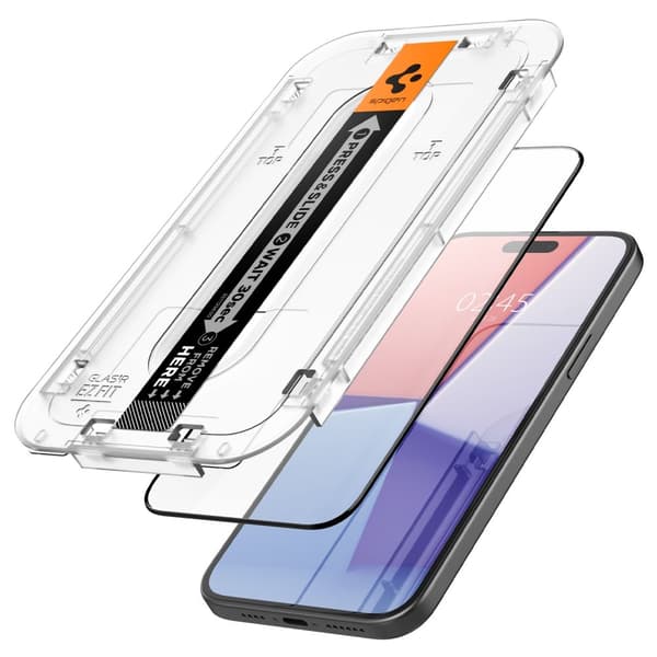 Spigen iPhone 15 Plus 2-PACK GLAS.tR FC "Ez Fit" Skärmskydd Svart
