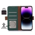Miniatyrbild 4 av 6: iPhone 15 Pro Max Fodral RFID Äkta Läder Grön