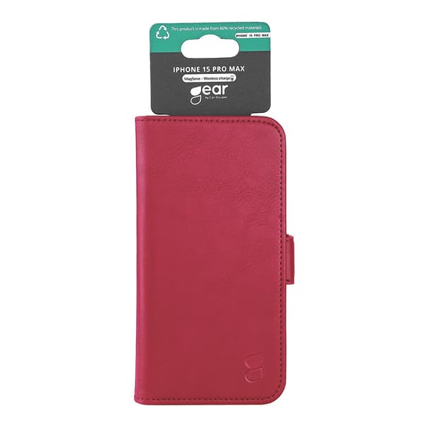 GEAR iPhone 15 Pro Max Fodral MagSafe Läder Mörk Röd