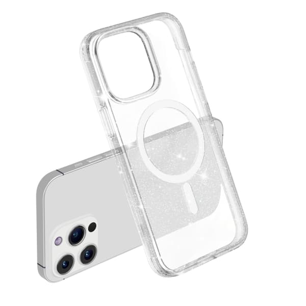iPhone 15 Pro Max Skal MagSafe Glitter Transparent