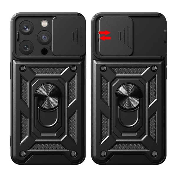 iPhone 15 Pro Max Skal CamShield Ring Hybrid Röd