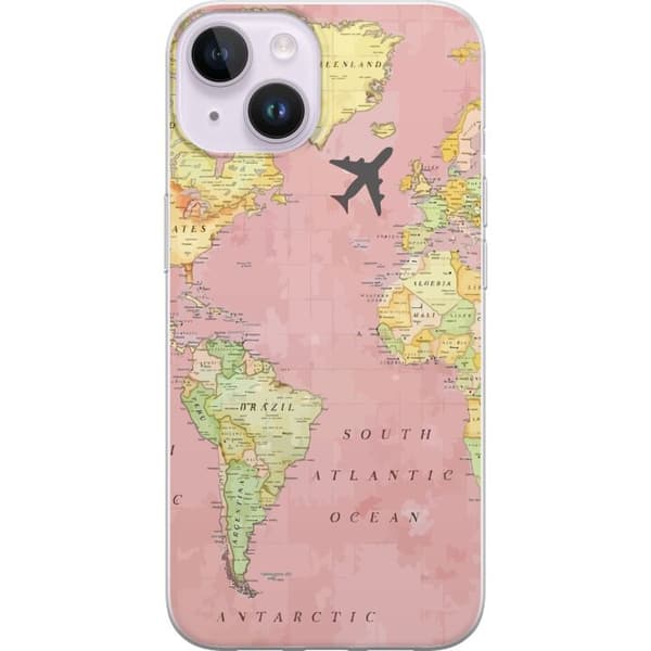 Apple iPhone 15 Läpinäkyvä kuori Pink Map