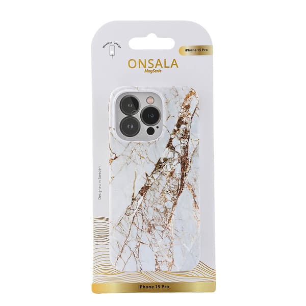 Onsala iPhone 15 Pro Cover MagSeries White Rhino Marble