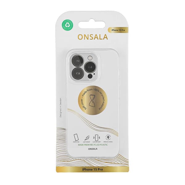 Onsala iPhone 15 Pro Cover Genanvendt TPU Transparent Klar