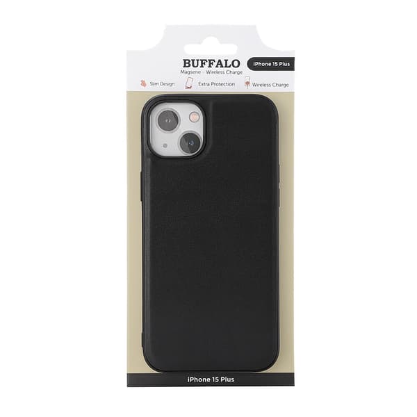Buffalo iPhone 15 Plus Kuori PU MagSeries Musta
