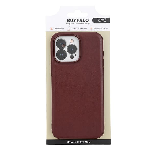 Buffalo iPhone 15 Pro Max Kuori PU MagSeries Ruskea