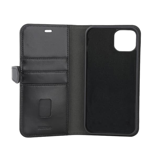 Buffalo iPhone 15 Plus Kotelo 3 Korttitaskuja Irrotettava Kuori MagSeries Musta