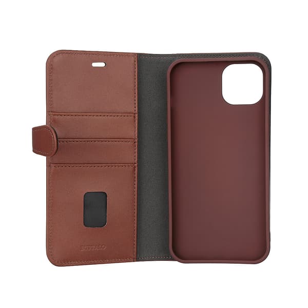 Buffalo iPhone 15 Plus Kotelo 3 Korttitaskuja Irrotettava Kuori MagSeries Ruskea
