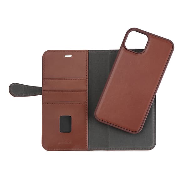 Buffalo iPhone 15 Plus Kotelo 3 Korttitaskuja Irrotettava Kuori MagSeries Ruskea