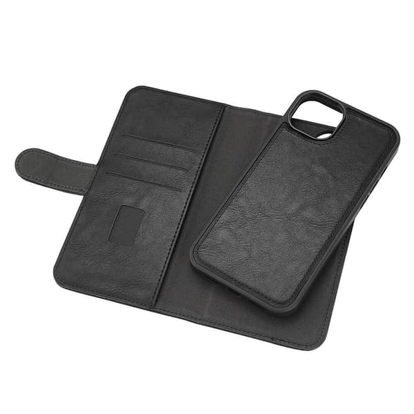 Gear iPhone 15 Plus Kotelo 3 Korttitaskuja Irrotettava Kuori MagSeries Musta
