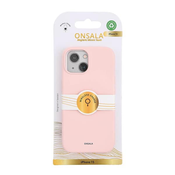 Onsala iPhone 15 Kuori Silicone Touch MagSeries Chalk Pink