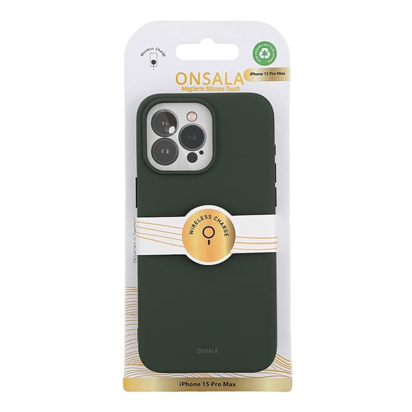 Onsala iPhone 15 Pro Max Skal Silicone Touch MagSeries Olive Green