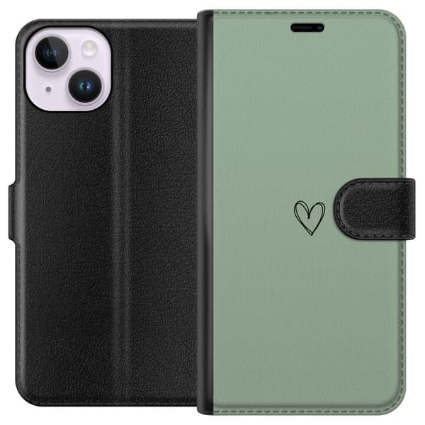 Apple iPhone 15 Tegnebogsetui Hjerte