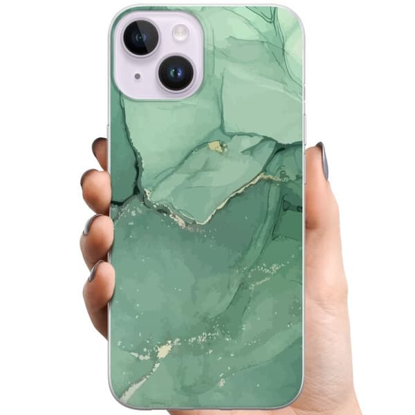 Apple iPhone 15 Plus TPU Mobilcover Grøn marmor