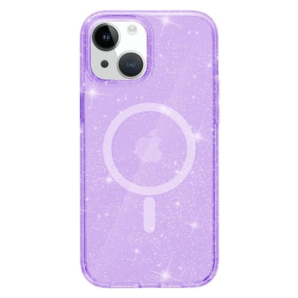 SKALO iPhone 15 Glitter Magnetring TPU Skal - Lila