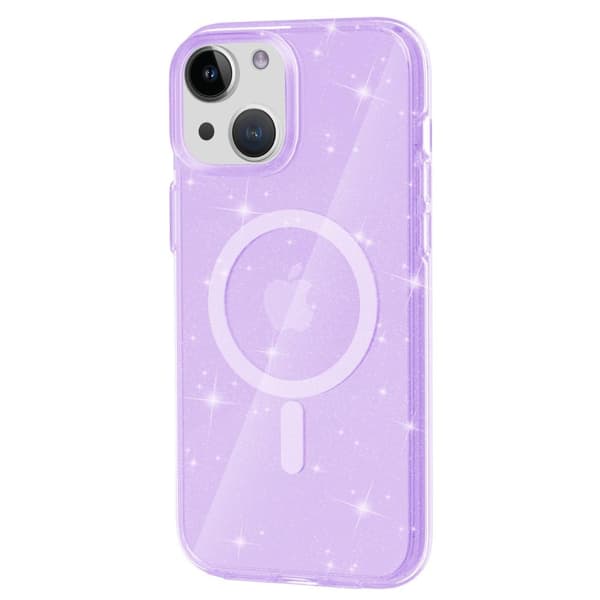 SKALO iPhone 15 Glitter Magnetic Ring TPU Suojakuori - Violetti