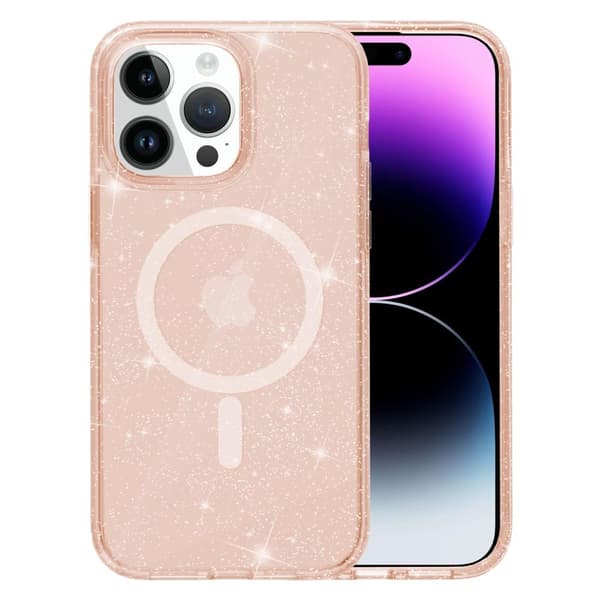 SKALO iPhone 15 Pro Max Glitter Magnetic Ring TPU Suojakuori - Kulta