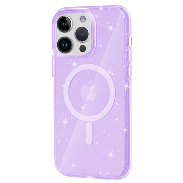 SKALO iPhone 15 Pro Max Glitter Magnetic Ring TPU Suojakuori - Violetti