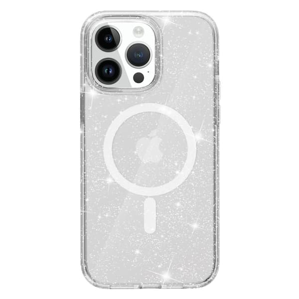 SKALO iPhone 15 Pro Max Glitter Magnetic Ring TPU Suojakuori - Valkoinen