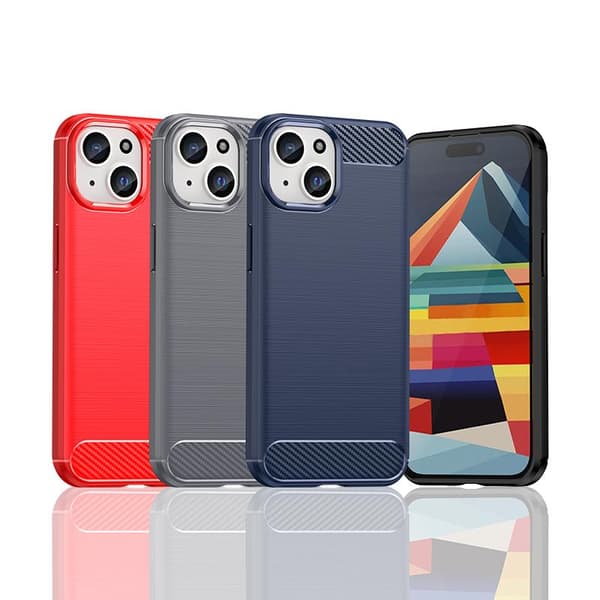 SKALO iPhone 15 Armor Carbon Stødsikker TPU-cover