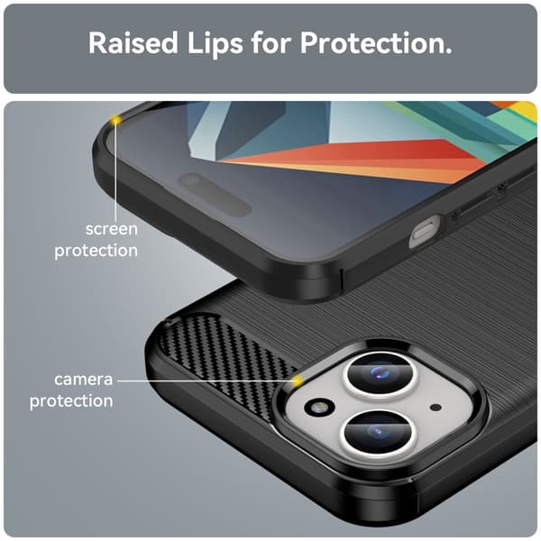 SKALO iPhone 15 Armor Carbon Stødsikker TPU-cover
