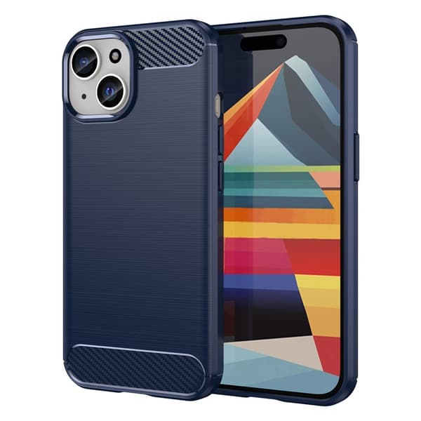 SKALO iPhone 15 Plus Armor Carbon Stødsikker TPU-cover Blå