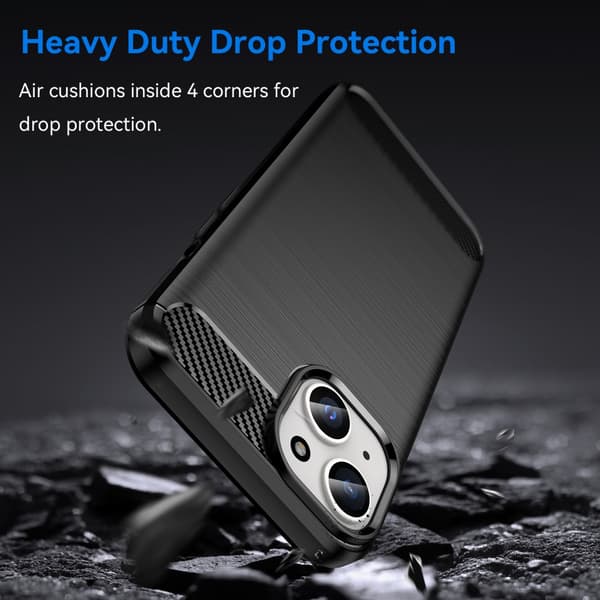SKALO iPhone 15 Plus Armor Carbon Stødsikker TPU-cover