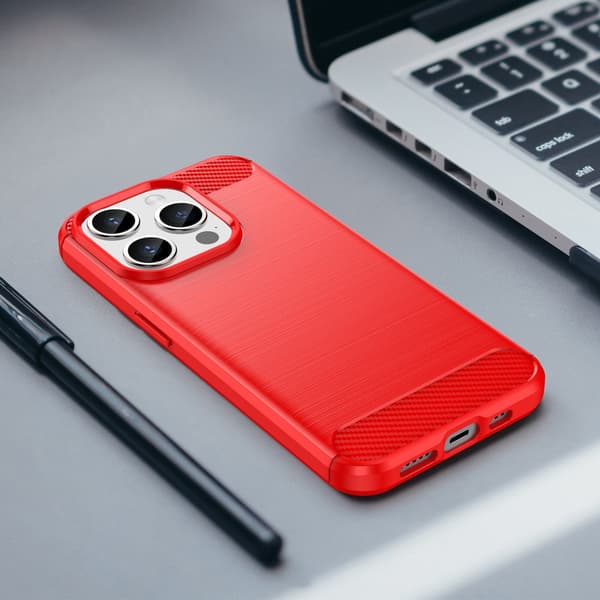 SKALO iPhone 15 Pro Armor Carbon Iskunkestävä TPU suojakuori