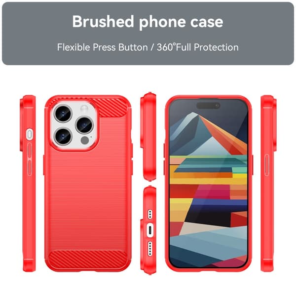 SKALO iPhone 15 Pro Armor Carbon Iskunkestävä TPU suojakuori