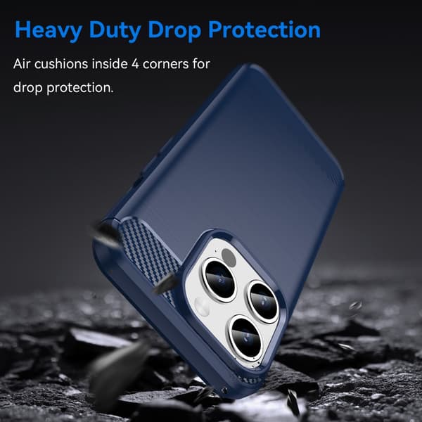 SKALO iPhone 15 Pro Armor Carbon Iskunkestävä TPU suojakuori