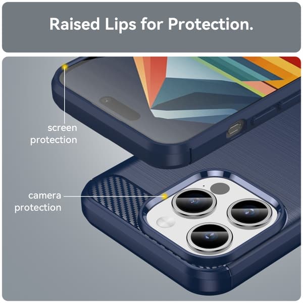 SKALO iPhone 15 Pro Armor Carbon Iskunkestävä TPU suojakuori