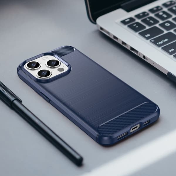 SKALO iPhone 15 Pro Armor Carbon Iskunkestävä TPU suojakuori