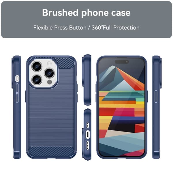 SKALO iPhone 15 Pro Armor Carbon Iskunkestävä TPU suojakuori